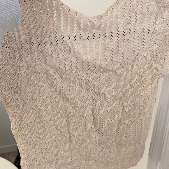 Vintage Cream Knit Button-Up Top - Picture 3 of 3